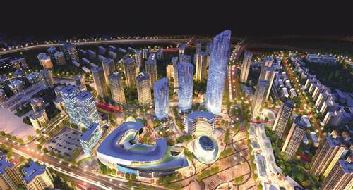 中国核建·紫金一品夜景鸟瞰图